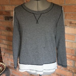 Karl Lagerfeld Black/Gray French Terry Knit Top